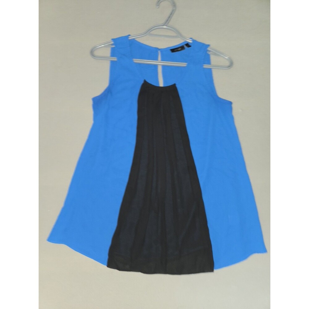 Apt. 9 Women's Sleeveless Top Size XS Blue Black Pleated Front Keyhole Back
